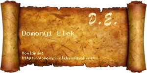 Domonyi Elek névjegykártya